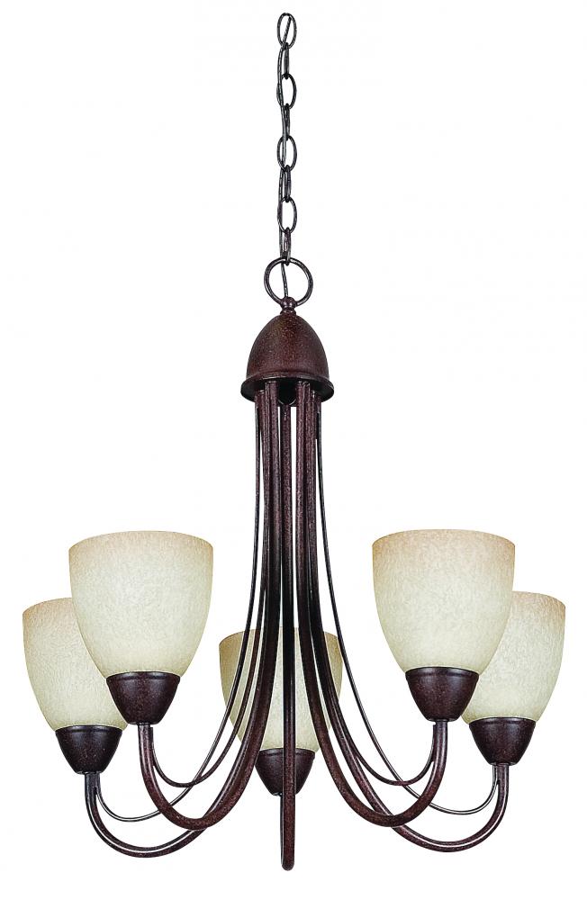 Sunset Lighting F2483-53 Chandelier with Opal Glass Satin Nickel Finish 
